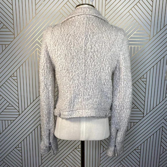 Anthropologie Elevenses Northland Moto Jacket Sweater Knit Cream Size Small - Picture 7 of 8